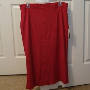 NY&Co red suede pencil skirt